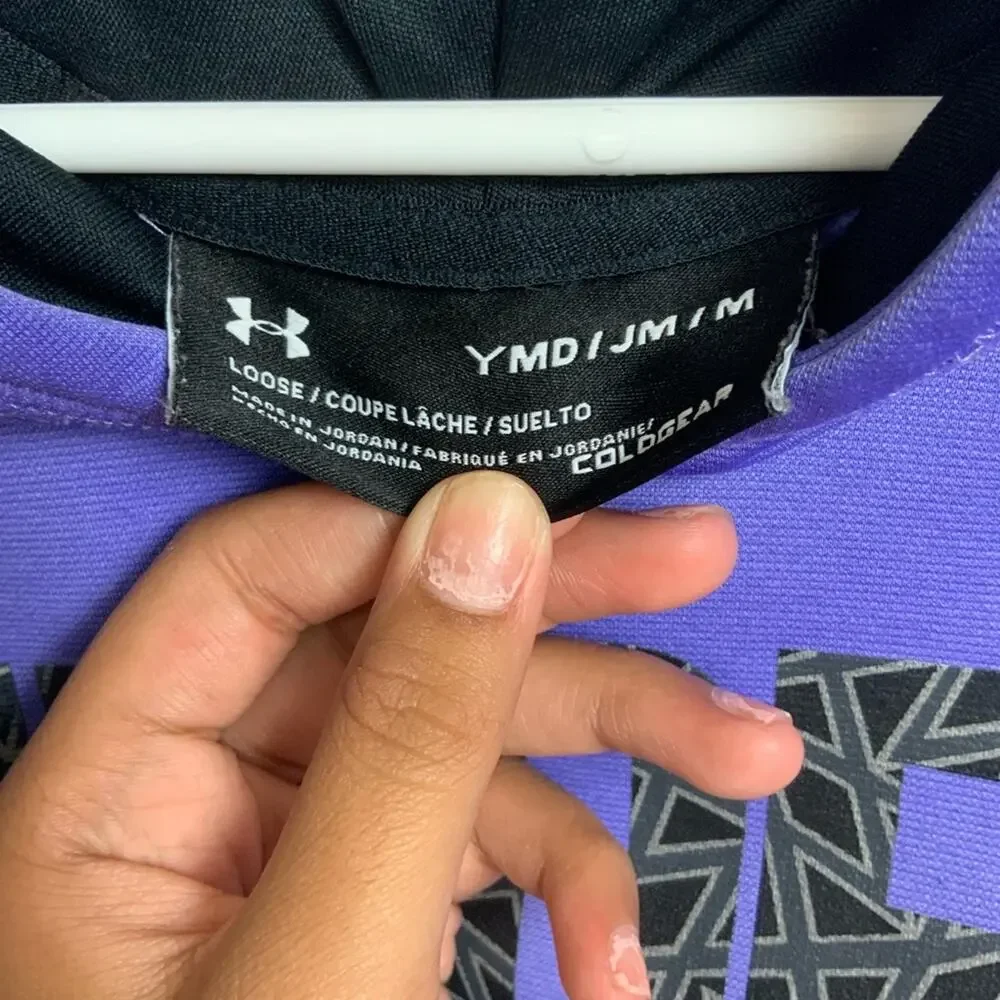 Under Armour Long Sleeve Hooded Pullover Purple Size Medium Youth